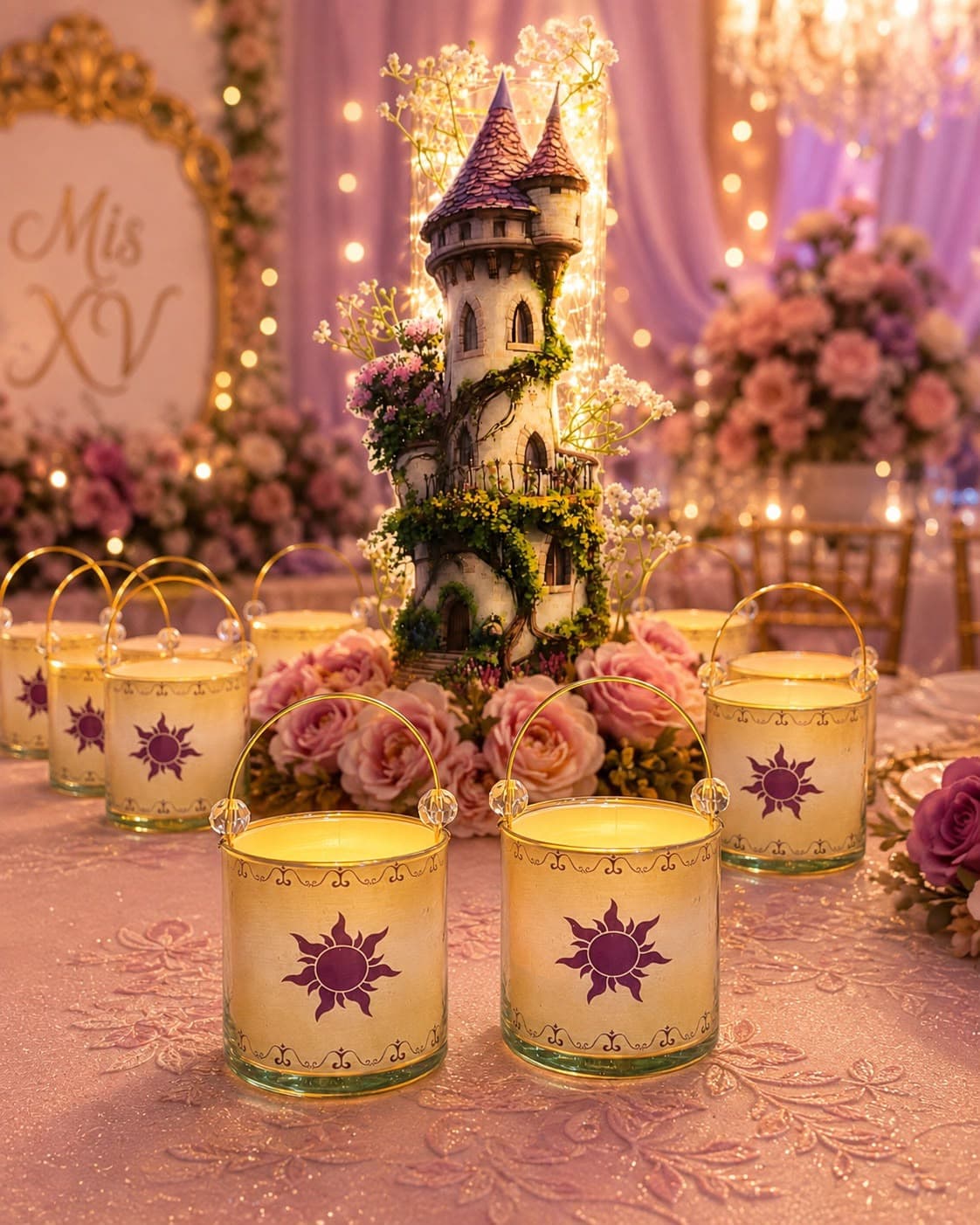 Rapunzel con Torre, diseño de Flora Eventos Florales