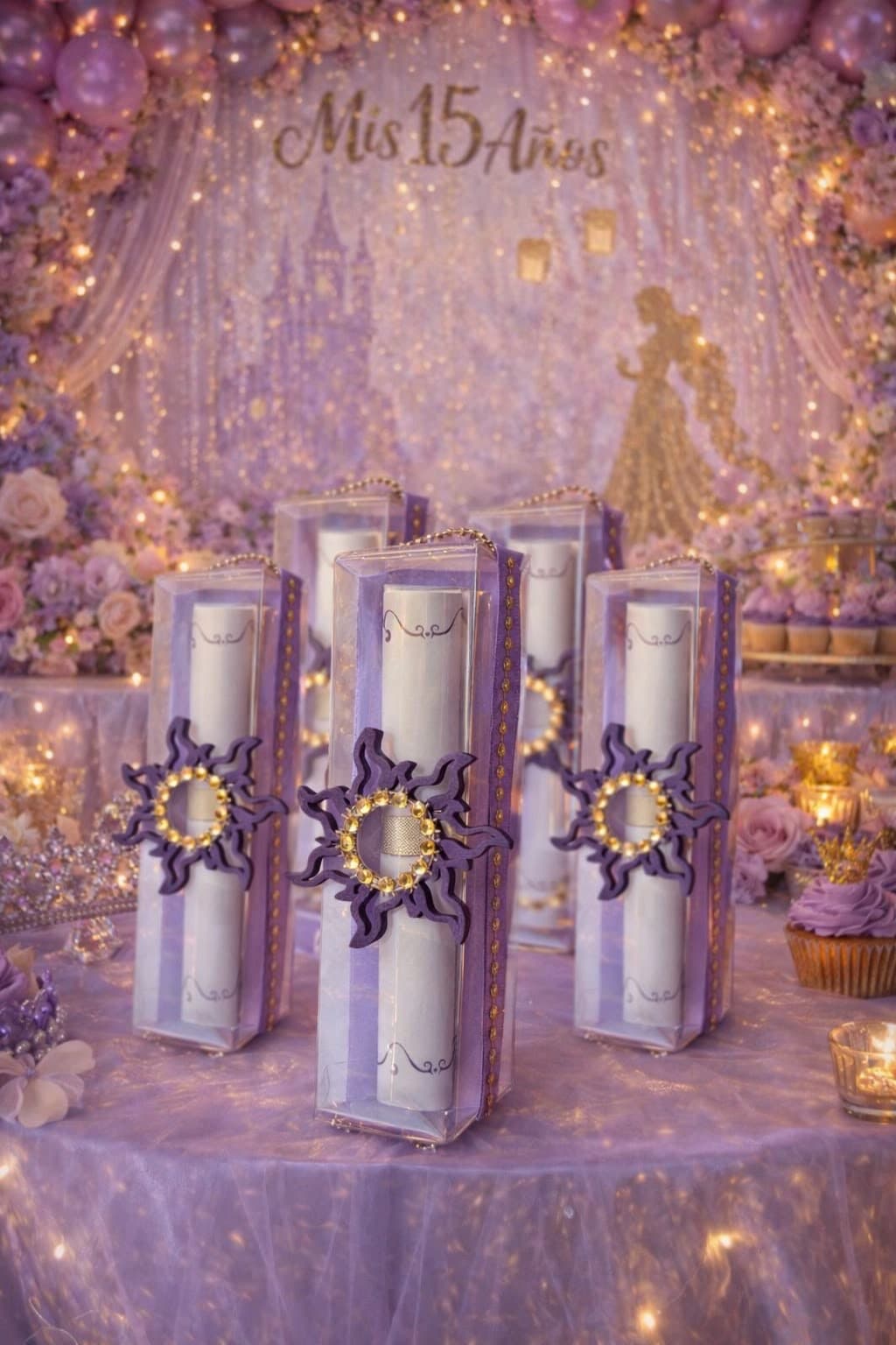 Pergaminos Rapunzel 3, diseño de Flora Eventos Florales