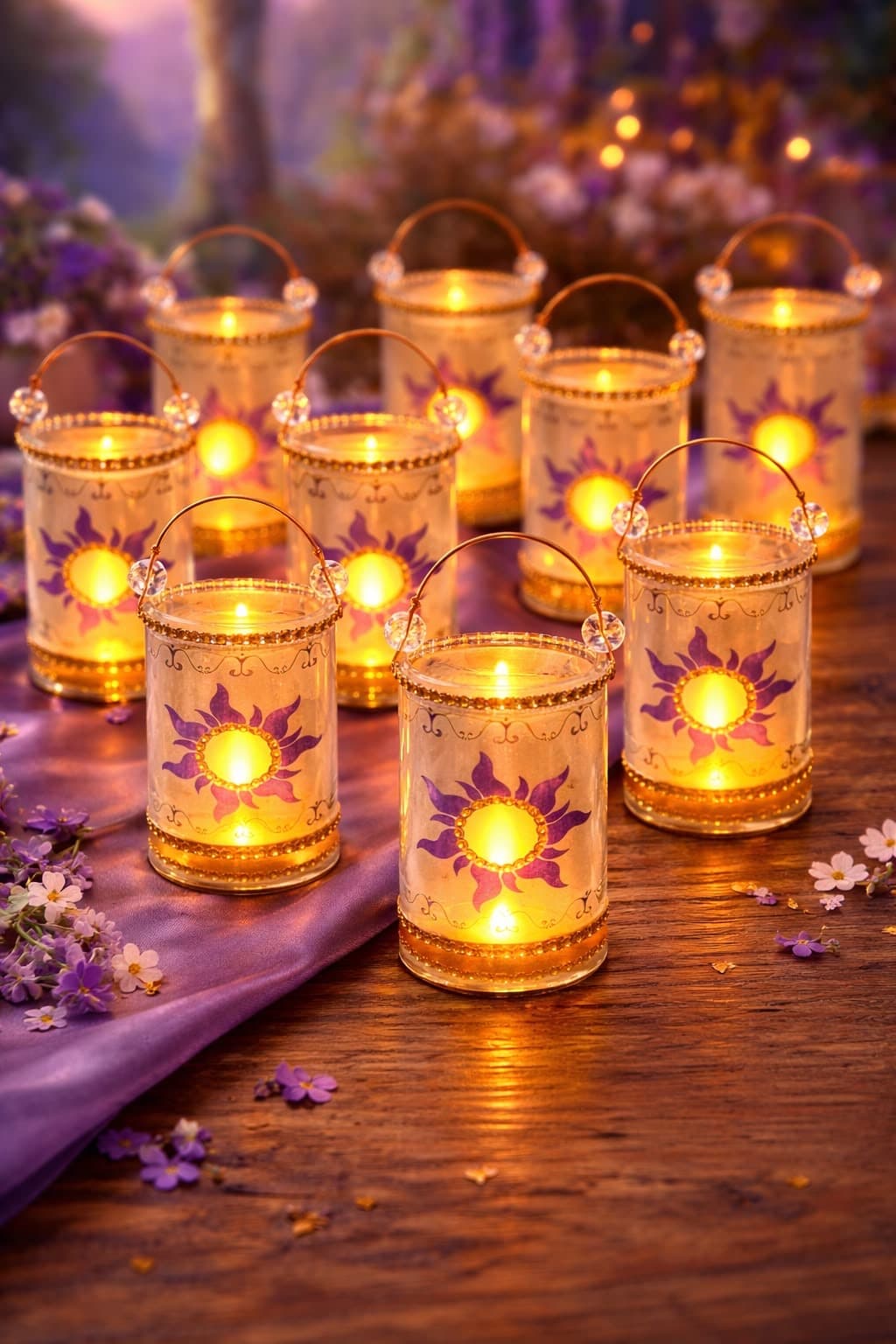 Velas Rapunzel Manija, diseño de Flora Eventos Florales