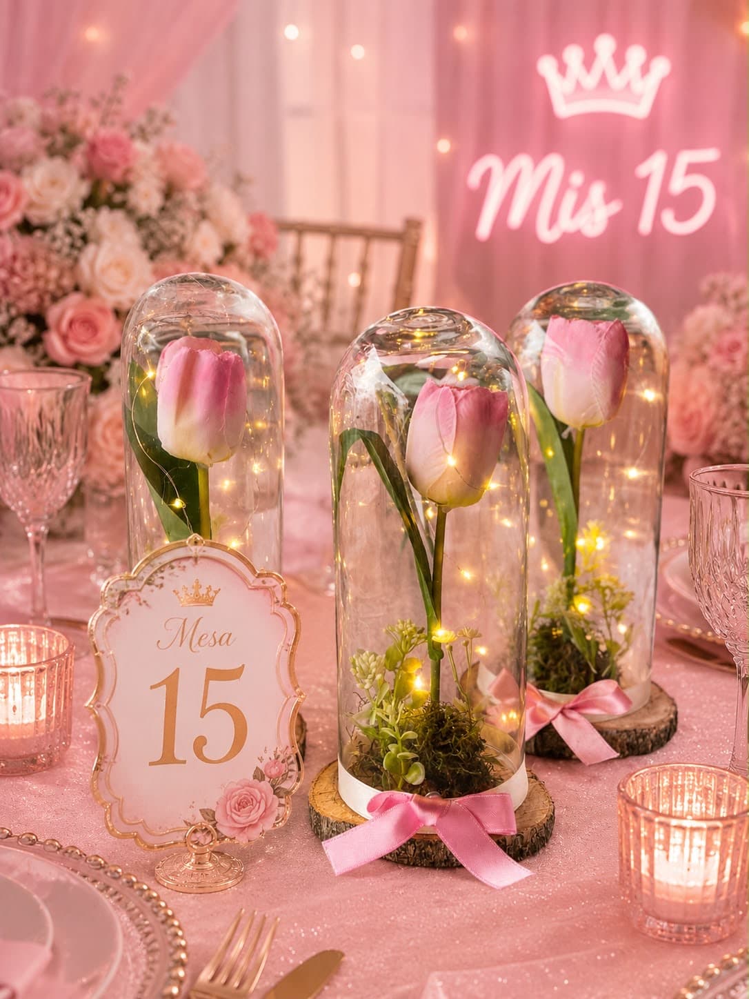 Cúpula 30 cm, diseño de Flora Eventos Florales