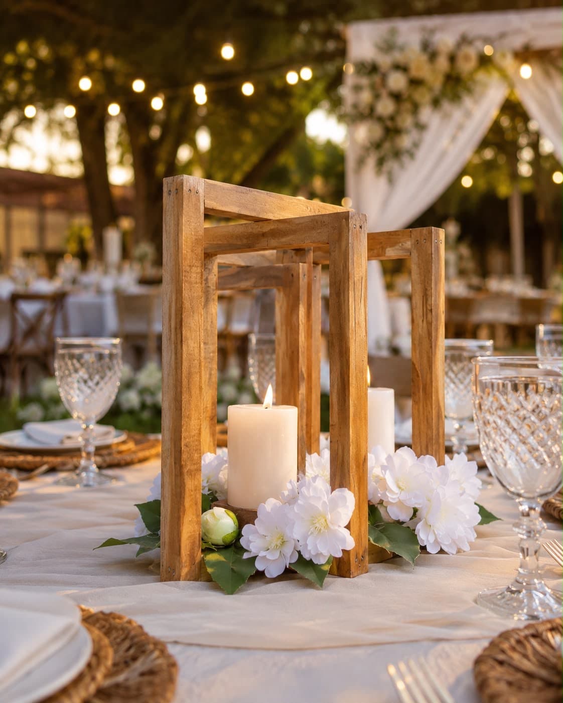 Farol Cruzado Vintage, diseño de Flora Eventos Florales
