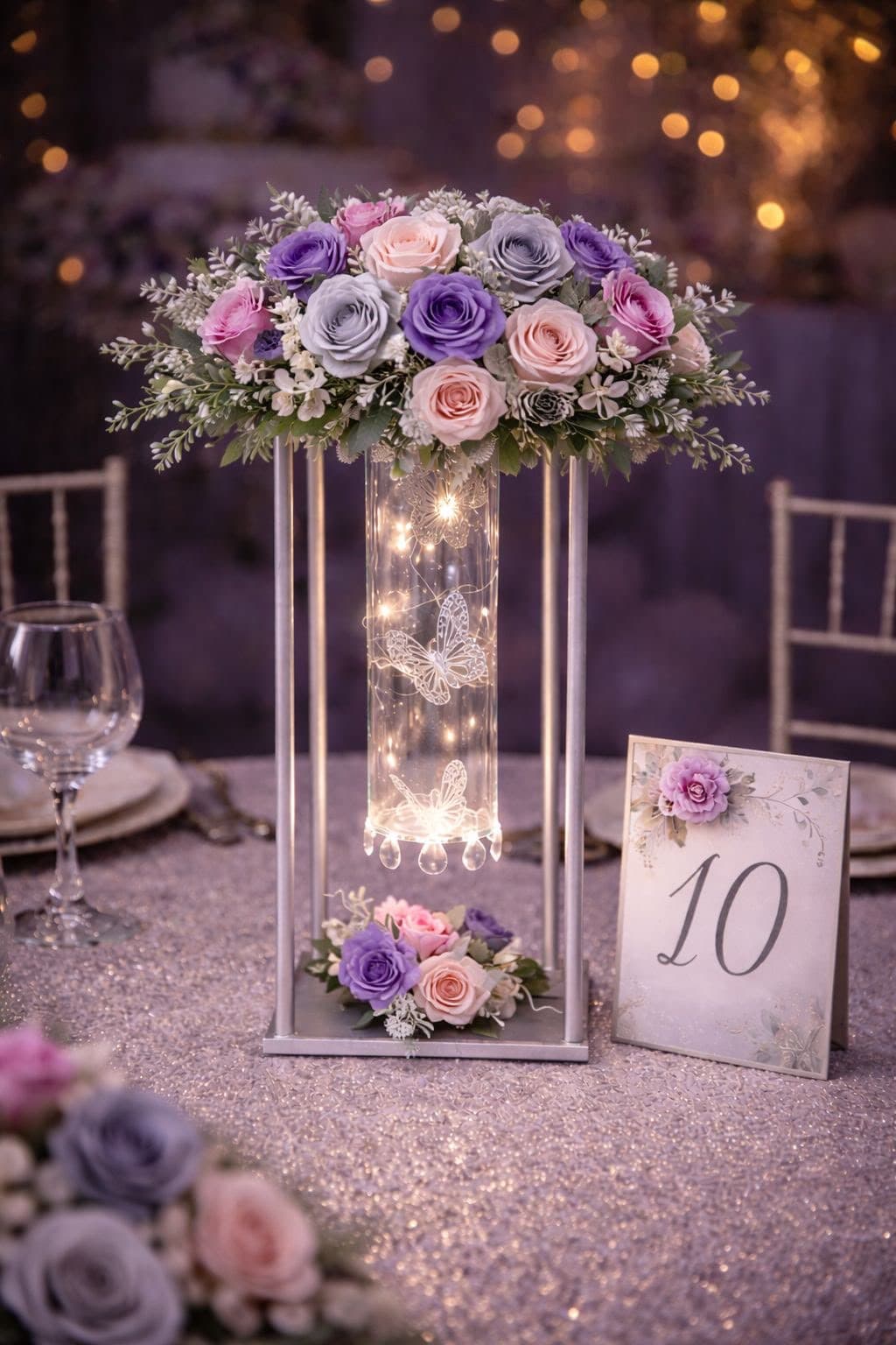 Farol Varilla Tubo 2, diseño de Flora Eventos Florales