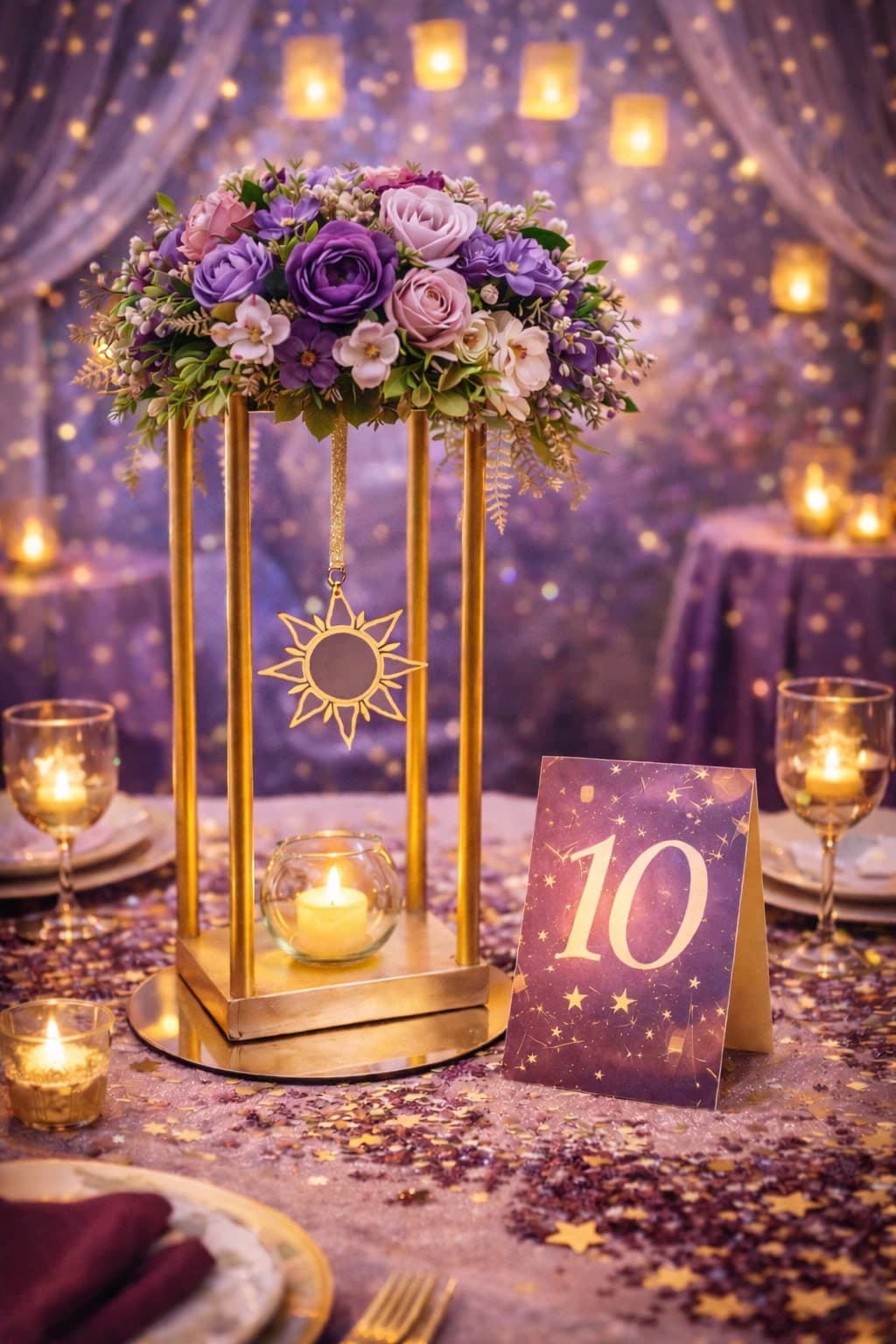 Farol Varillas Rapunzel, diseño de Flora Eventos Florales