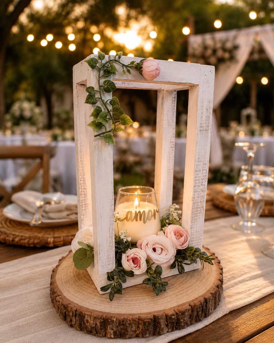 Farol Vintage, diseño de Flora Eventos Florales