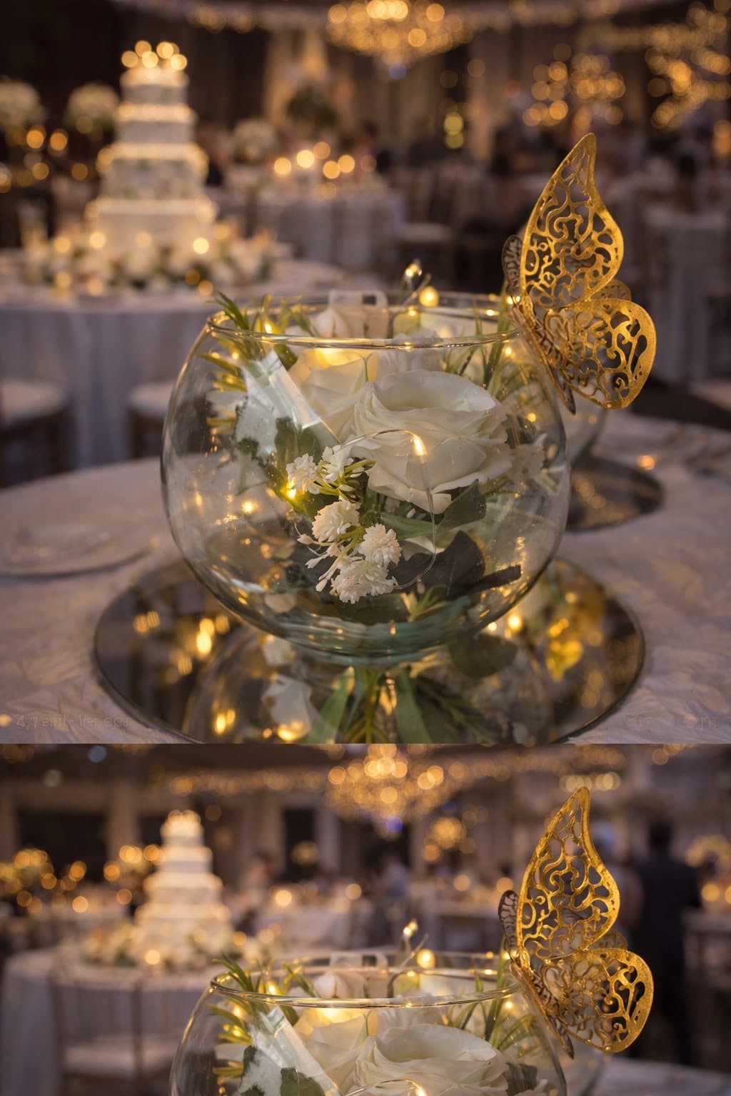 Pecera Mariposas, diseño de Flora Eventos Florales