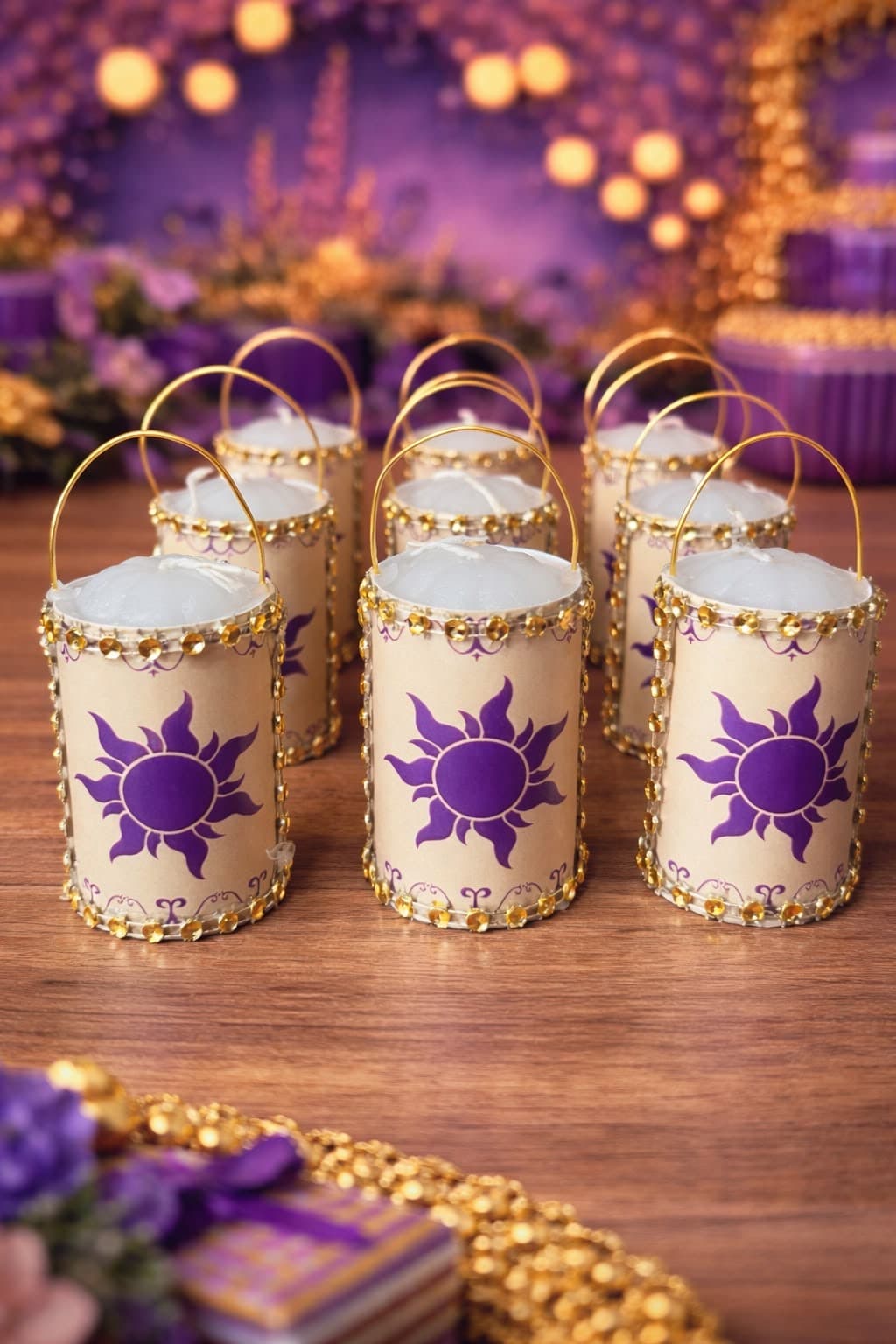 Velas Rapunzel 2, diseño de Flora Eventos Florales